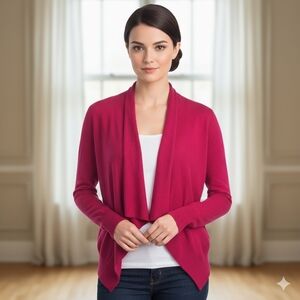 GAP Women's Feminine Raspberry Wool-Blend Open-Front Drape Cardigan Size Small